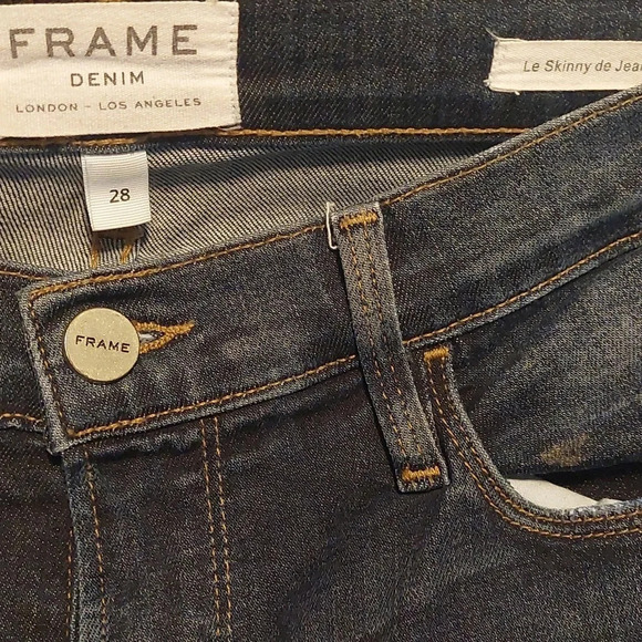 FRAME DENIM Le skinny de Jeanne in Feliz Dark wash size 28 distressed casual - Picture 7 of 8